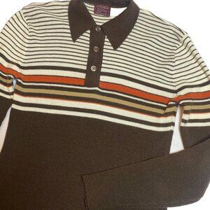 Designer Collection Sportswear Acrylic Sweater Men’s Medium Polo Sweater Brown